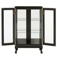 thumbnail image 5 of Curio Cabinet with Tempered Glass Doors, Lighted Display Cabinet with Mirrored Back Panel & Adjustable Shelves Perfect for Home or Office (Light Bulb Included)- Black, 5 of 13