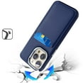 thumbnail image 3 of For Apple iPhone 15 Pro Max PU Leather Wallet Cover with Credit Card Holder, Kickstand & Mirror Inside Slim Fit TPU & PC Hybrid Design Cover, XPM Phone Case [Blue], 3 of 10