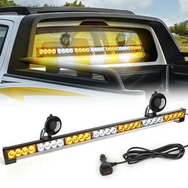 LE-JX Emergency Hazard Warning Strobe Light Bar 32" 28 LED Traffic Advisor Amber White Light