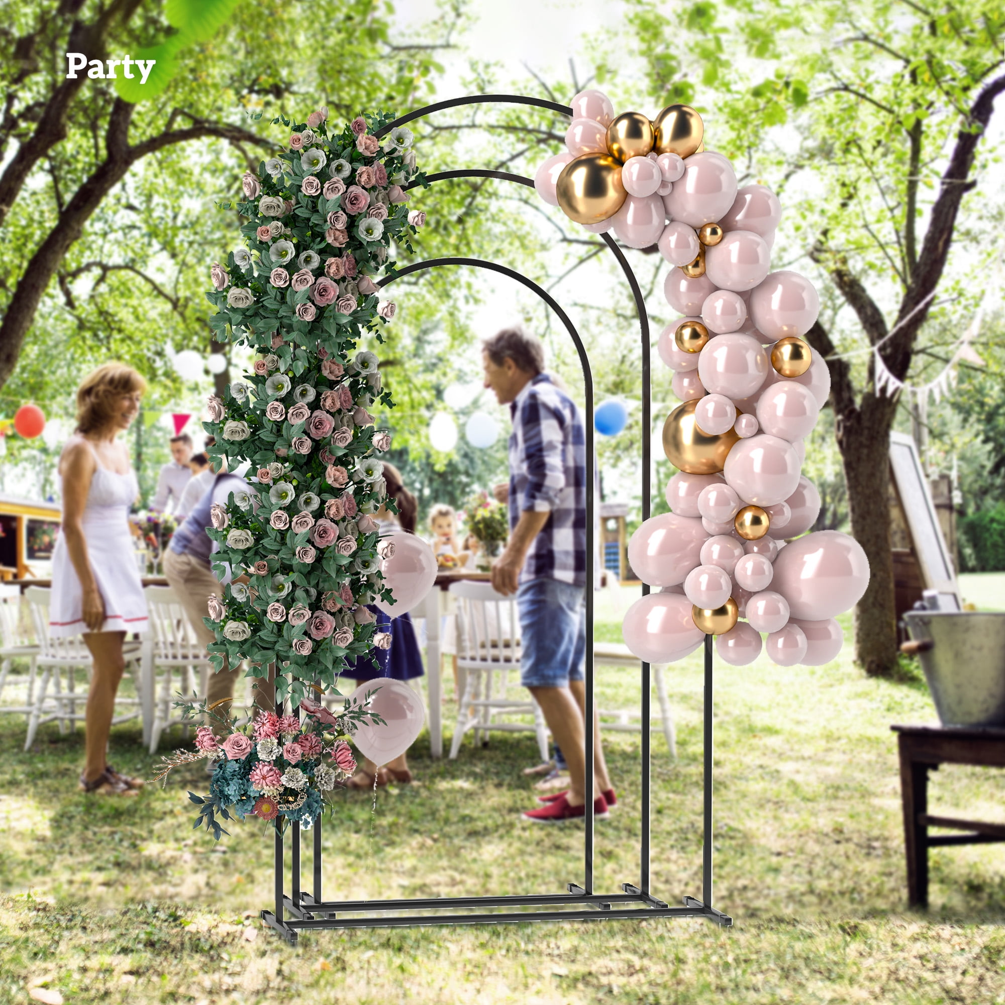 Set of 3 Metal Arch Backdrop Stand, Wedding Arch Frame, Balloon Backdrop Arch Stand Set