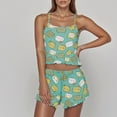 thumbnail image 2 of Wang6 Womens Cami Pajama Sets 2 Piece Pjs Set Soft Cropped Tank Top Elastic Waist Shorts V Neck Cow Printed Camisole Lounge Sleepwear Sets Light Green S, 2 of 4
