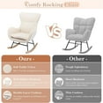 thumbnail image 5 of Nursery Rocking Chair  Velvet Upholstered Glider Rocker Rocking  Chair with High Backrest  Mid Century Modern Armchair Comfy Side Chair  Room Bedroom Offices, 5 of 7