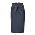thumbnail image 4 of Franhais Fashion Women Denim Skirt High Waist Slim Temperament Solid Color Button Closure Tie-Up Mid-Length Skirt with Belt, 4 of 7