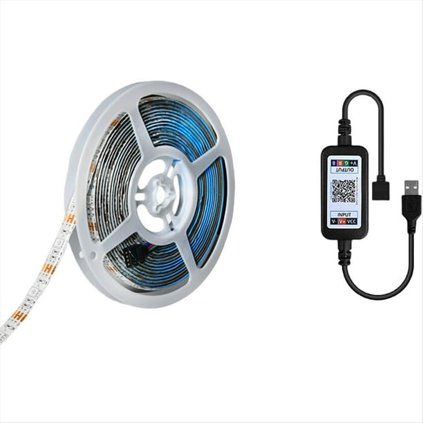 Tiras de Luces LED de 5 M con Bluetooth, RGB, Flexibles, para el Hogar, Navidad y Fiestas.
