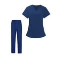 thumbnail image 3 of Women Nurse Uniform,Medical Nurse Scrubs,Breathable Tops And Pants Beauty Salon Ladies Scrubs Set,Clothing , Blue, XXL, 3 of 9