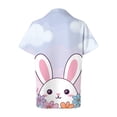 thumbnail image 4 of vigerkar Easter Shirts for Women Easter Bunny Shirt Funny Rabbit Graphic Festival Party Short Sleeve Button Up Tops (Light Purple, XXL), 4 of 6
