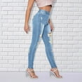 thumbnail image 5 of HLSOHJP Spring New Women's High Waist Ripped Jeans Fashion Stretch Slim Denim Pencil Pants Street Trendy Trousers S-2XL, 5 of 5