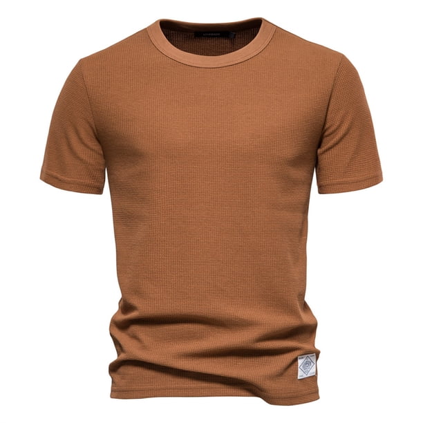 Camiseta interior básica de punto liso con cuello redondo para hombre: informal y duradera