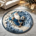 thumbnail image 4 of 3D Blue Santa Spiral Staircase Round Rug - Soft Non-Slip Washable Floor Mat for Living Room, Bedroom Entryway & Festive Holiday Decor, 4 of 7