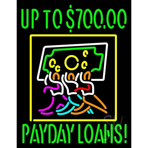 Payday Loans Logo LED Neon Sign 19 x 15 - inches, Black Square Cut Acrylic Backing, with Dimmer - Bright and Premium built indoor LED Neon Sign for Pawn store interior decor, and stroefront.
