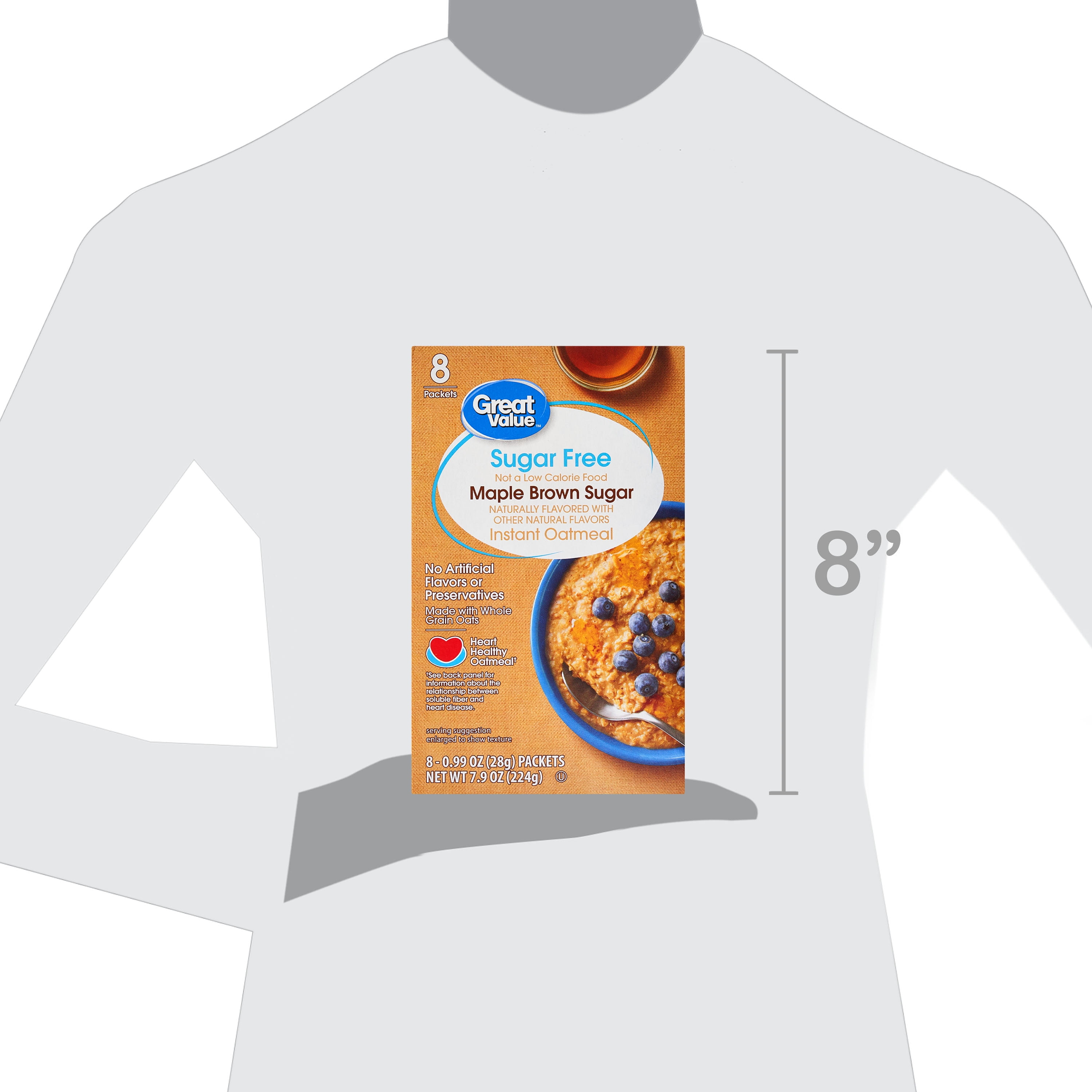 Great Value Sugar-Free Maple & Brown Sugar Instant Oatmeal, 0.99 oz, 8 Packets