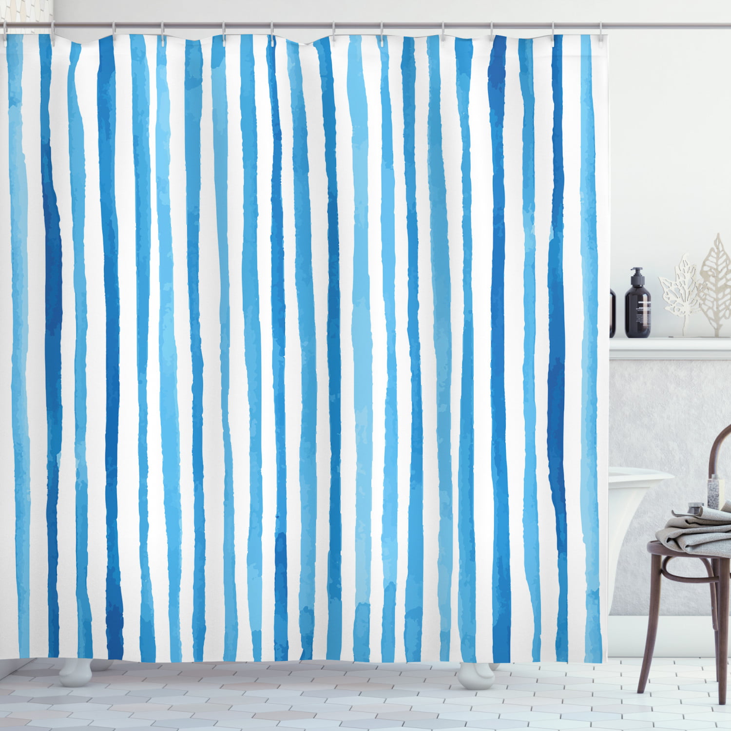 Details about   Harbour Stripe Shower Curtain Hand Drawn Sea Print for Bathroom 