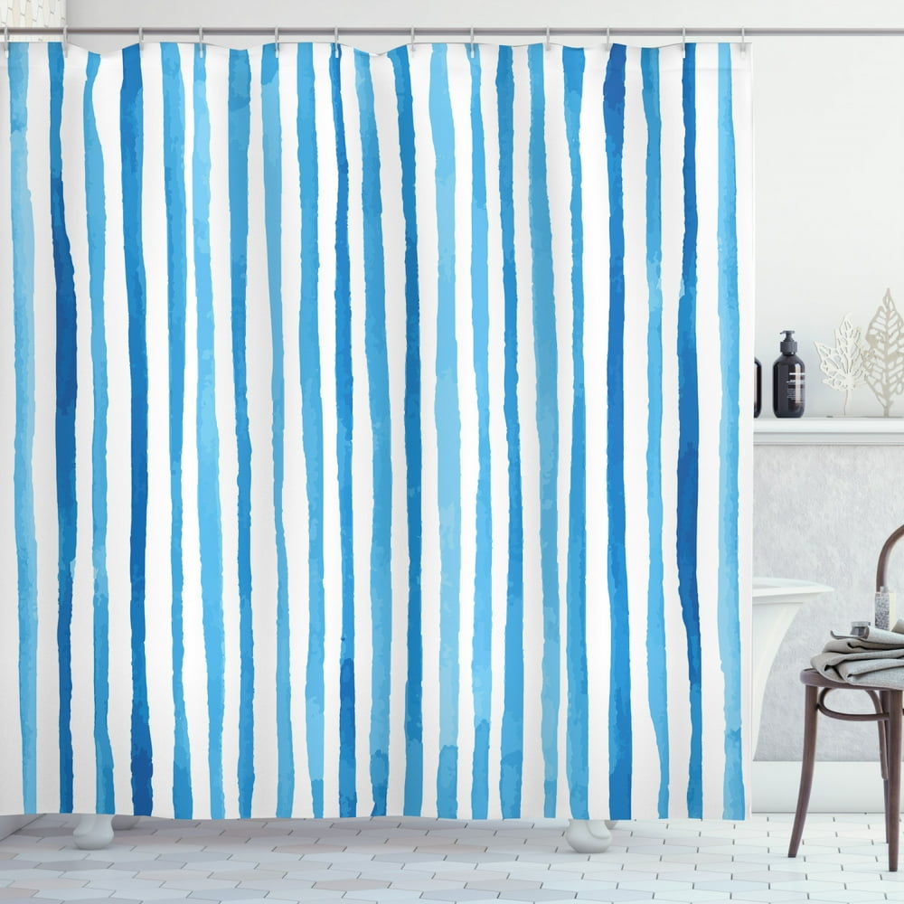 Harbour Stripe Shower Curtain, Watercolor Stripes Paintbrush Color