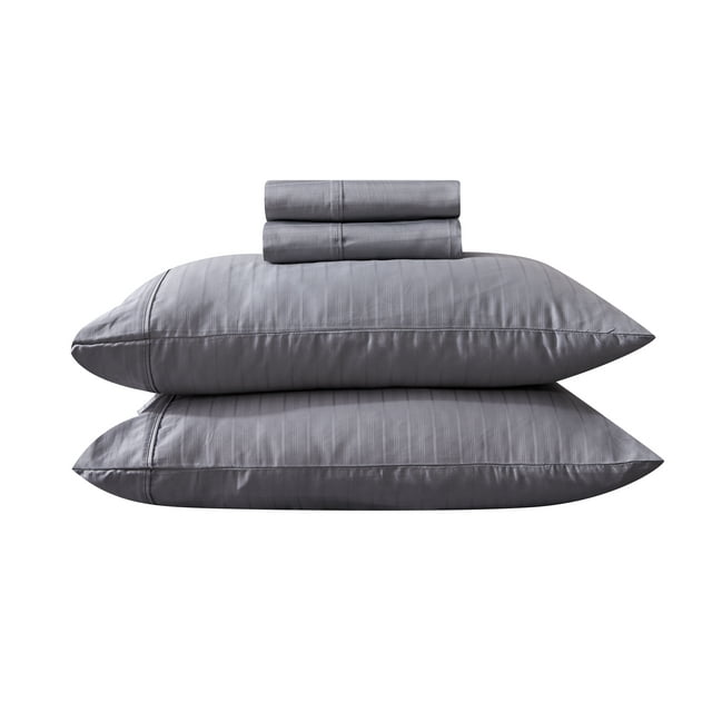 Ensemble de Draps en Coton 100 % à 600 Fils, Jacquard à Rayures Multiples