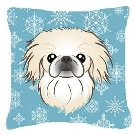 Caroline's Treasures BB1655PW1414 Snowflake Pekingese Fabric Decorative Pillow , 14Hx14W, multicolor