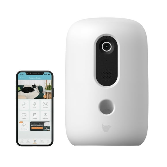 Instachew Purechew Snack Automatic Pet Treat Dispenser with HD Camera, App Enabled, Dog and Cat Treat Dispenser, White