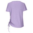 thumbnail image 5 of HAPIMO Women's Trendy Loose Tops Eyelet Dressy Tunic for Teen Girls Solid Color Drawstring Summer Short Sleeve Square Neck Pullover Elegant Casual Blouses Purple L, 5 of 6