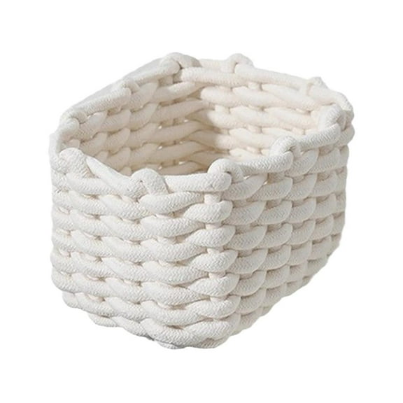 Woven Cotton Rope Storage Basket,Mini Woven Rope Storage Bins Woven Basket for Organizing,Empty Gift Baskets, Cute Organizer Basket for Home and Office