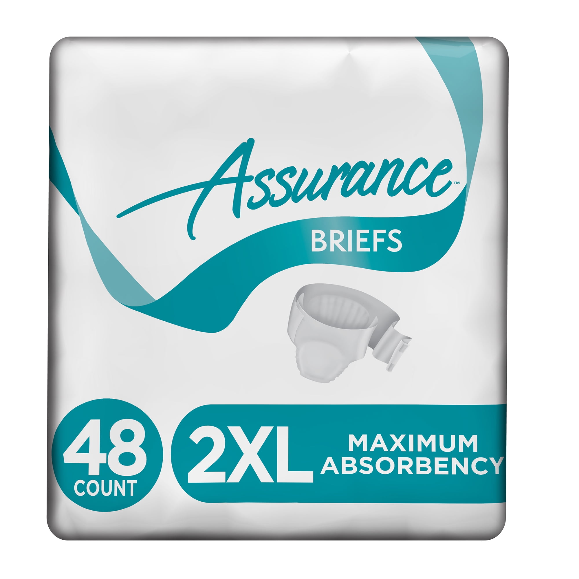 Assurance Maximum Absorbency Briefs, Unisex, 2XL, 12 Ct, 4 Pks, 48 ...