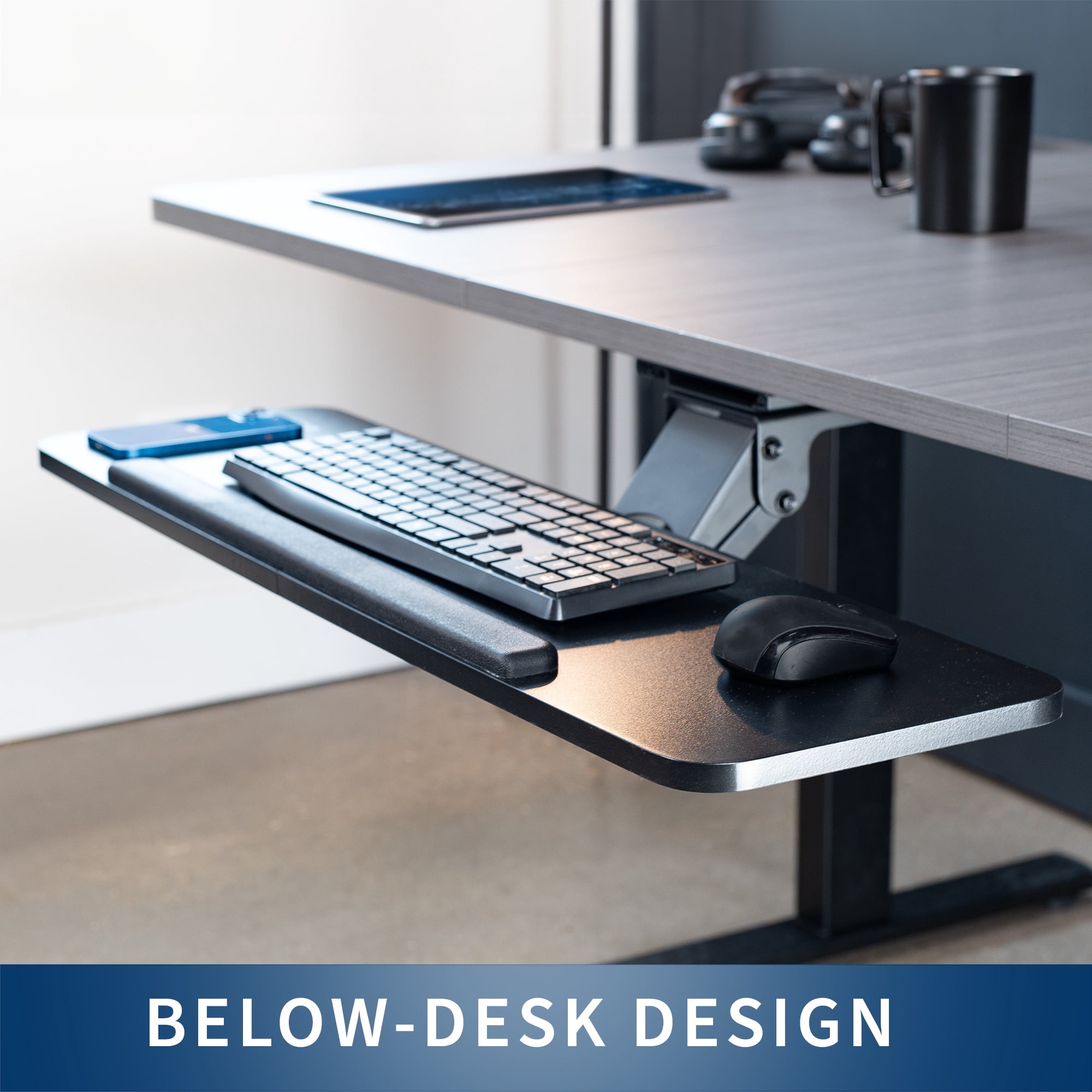 VIVO Adjustable 34" Computer Keyboard & Mouse Platform Tray Under Desk Mount