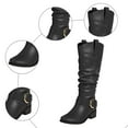 thumbnail image 4 of Rokment Slouchy Knee High Boots for Women 2025 Winter Fall Fashion Leather Pointed Toe Chunky Low Heel Long Tall Dress Boots Black Size 6, 4 of 5