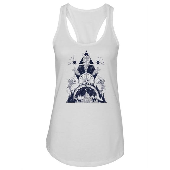 Mountains Medieval Rose Compass. Tank Women -Image by Shutterstock, Female XX-Large