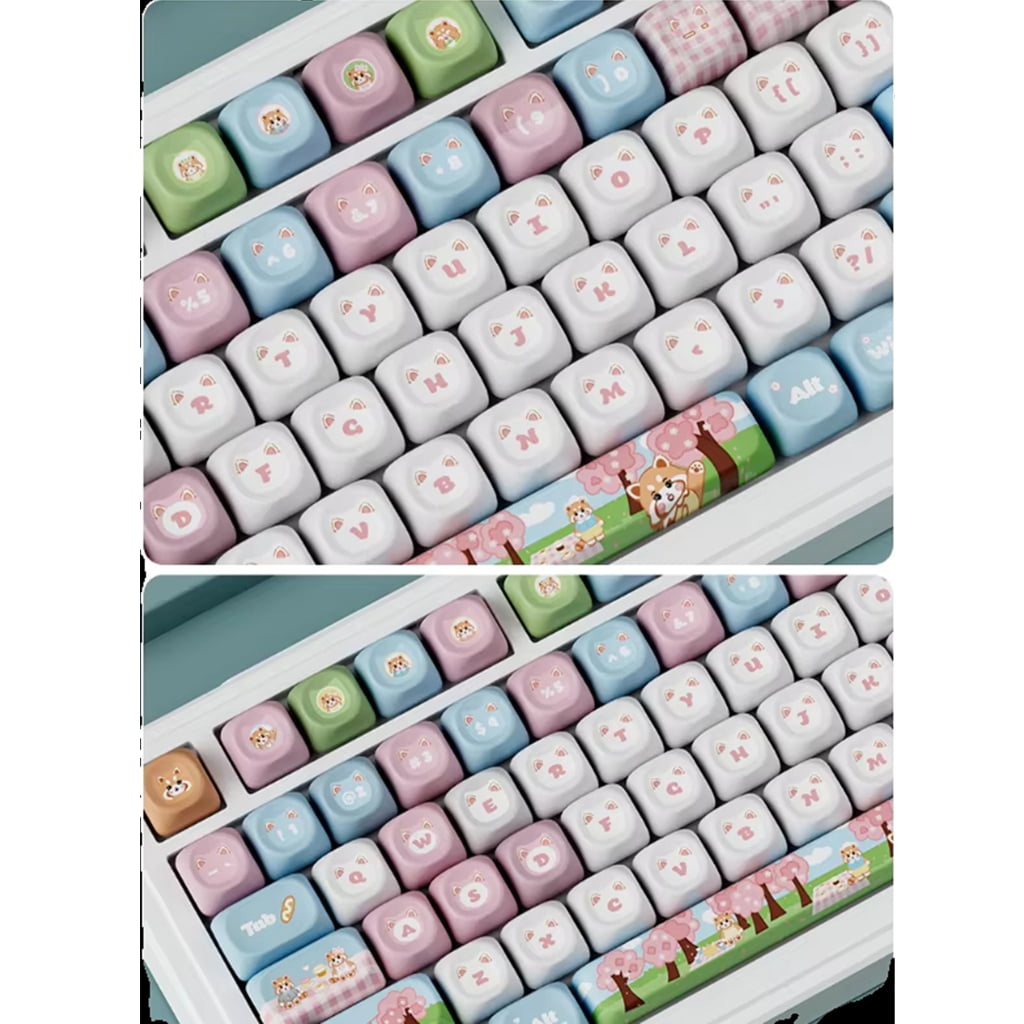135Key Cute Panda Spring Keycap PBT Dye Sublimation OQO Profile Mechanical Keyboards