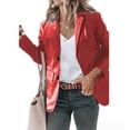 thumbnail image 3 of Lapel Single Breasted Solid Color PU Leather Women's Coat, 3 of 6