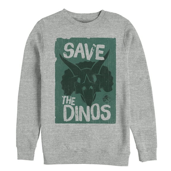 Men's Jurassic World: Fallen Kingdom Save the Dinos Cartoon  Sweatshirt Athletic Heather Large