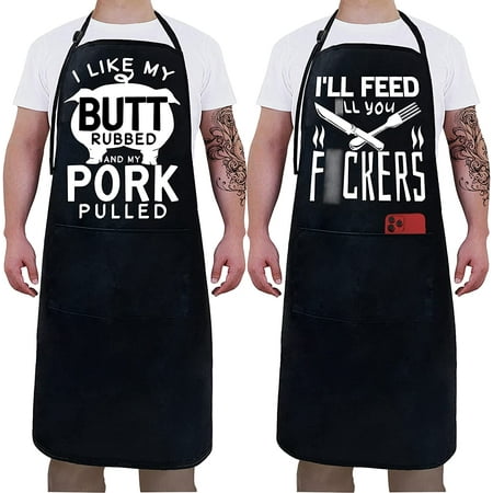 

2 Pack-Funny Aprons for Men Birthday Gifts for Dad Mens Gifts Birthday Gifts for Men Kitchen Chef Grilling Cooking BBQ Apron
