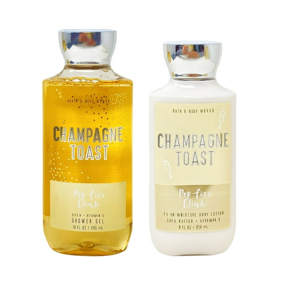 Bath and Body Works Champagne Toast Pop Fizz Clink Shower Gel and Body Lotion Gift Set - Full Size