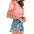 thumbnail image 5 of QAFOPEH Women Tie Dye Crew Neck Short Sleeve Cropped T-Shirt, 5 of 7