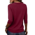 thumbnail image 5 of Lmnyox Summer T Shirt for Women Solid Color Half Sleeve Round Neck Tee Shirt Trendy Loose Ribbed Knit Basic Tops, 5 of 7