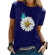 thumbnail image 4 of Gibobby Playera de Manga Corta Casual Suave Top informal con estampado Floral para mujer, camiseta manga corta con cuello redondo, camiseta elegante holgada, b(Azul,M), 4 of 5