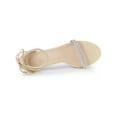 thumbnail image 5 of BLISSFUL STEP Women's Shoes Stiletto Heels Rhinestone Ankle Tie Open Toe Faux Suede Party Sandals Beige 10, 5 of 8
