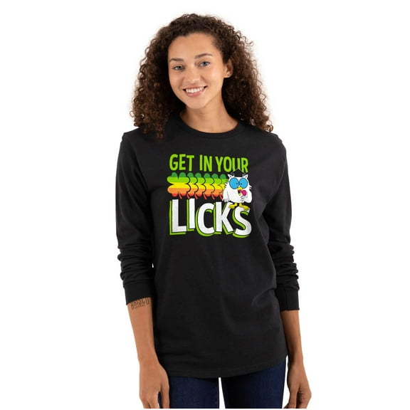 St Paddys Get In Your Licks Candy Owl Long Sleeve TShirt Men Women Brisco Brands S
