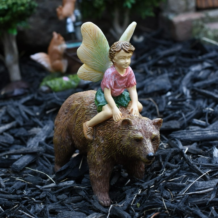 Fairy Boy Riding Bear Miniature Garden Ornament Mini Dollhouse Decor Accessory Fairy Boy Riding Bear Miniature Garden Ornament Mini Dollhouse Decor Accessory