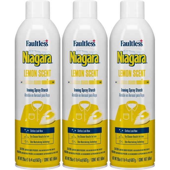 Faultless Niagara Lemon Scent Ironing Spray Starch 20oz 3pk