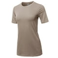 thumbnail image 2 of A2Y Women's Basic Solid Premium Cotton Short Sleeve Crew Neck T Shirt Tee Tops Ash Mocha 1XL, 2 of 5