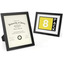 Arteza Premium Glass Document Certificate Frame, Black, 8.5"x11" - 8 Pack