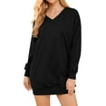 thumbnail image 1 of STARVNC Women Solid Color V Neck Long Sleeves Sweatshirt with Pockets, 1 of 7