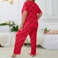 thumbnail image 2 of 2 Piece Plus Size Women's Heart Print Pajama Set Crewneck Short Sleeve Top & Straight Leg Pants Fall Casual Sleep Night Loungewear, 2 of 6