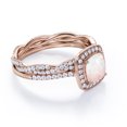 thumbnail image 3 of JeenMata Infinity Eternity Pave 1.75 carat Cushion Cut Andamooka Opal And Moissanite Pave-Channel Halo Wedding Ring Set In 18K Rose Gold Plating Over Silver, 3 of 7