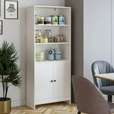 Homfa White Bookshelf with Doors, 5 Tiers Tall Standard Bookcase with Storage Cabinet for Living Room