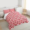 thumbnail image 3 of Manfei Cartoon Loves Bedding Comforter Set,Geometric Plaid Grid Twin Comforter Sets,Red White Bedding Set For Girls Kids,Ultra Soft Home Decor Reversible,2pcs, 3 of 8