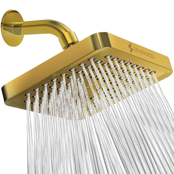 Cabezal de ducha SparkPod cuadrado de 6" color dorado egipcio de alta presión