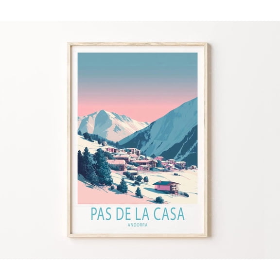 Pas de la Casa Andorra Alpine Snow Scene Wall Art Home Decor