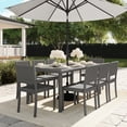 thumbnail image 3 of Martha Stewart 9-Piece Indoor-Outdoor Dining Set with 8 Stackable Dining Chairs and 70" Patio Table with Engineered Wood Top in Gray Rattan Wicker, 3 of 12