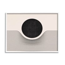 Stupell Industries Contemporary Abstract Circle Stripes Graphic Art White Framed Art Print Wall Art, Design by JJ Design House LLC