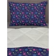 thumbnail image 3 of Cartoon Comforter & Sham Bedding Set, Pattern with Smiling Face Flowers and Hearts Cheerful Theme, 3 pcs Duvet Set Microfiber Filling Quilt, 5 Sizes, Dark Blue Yellow Pink, by Ambesonne, 3 of 4